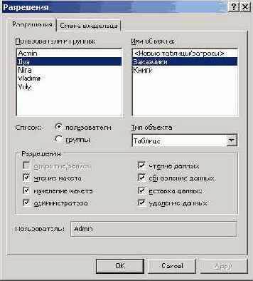 Пример программной работы в Access с пользователями и группами